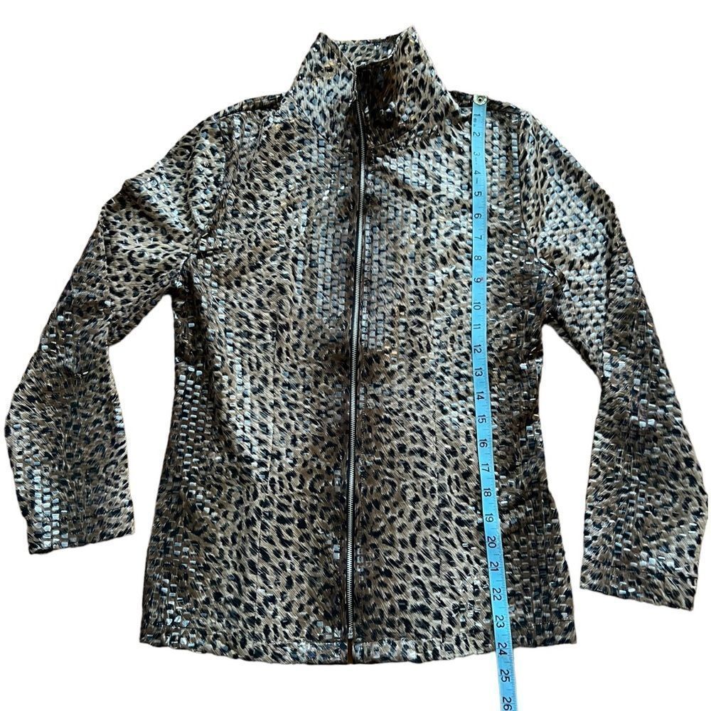 Exclusively Misook Leopard Paillette Zip Up Jacket - Picture 2 of 5